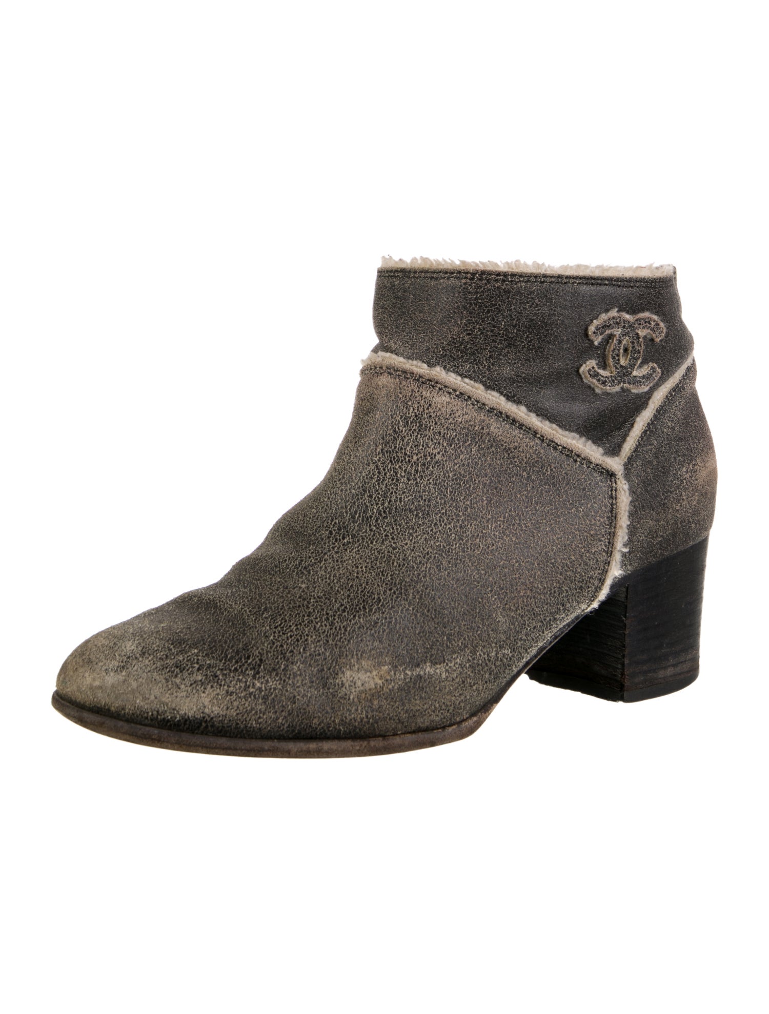 Chanel Interlocking CC Logo Suede Boots